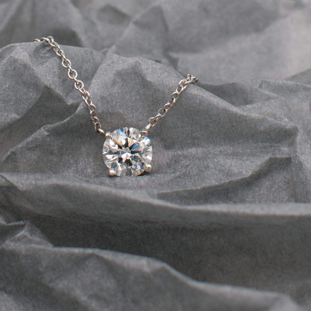 Noah James Jewellers Manchester In Stock Pendant Celeste Round Brilliant Cut Moissanite Claw Set Pendant 9ct White Gold Lab Grown Diamond Moissanite