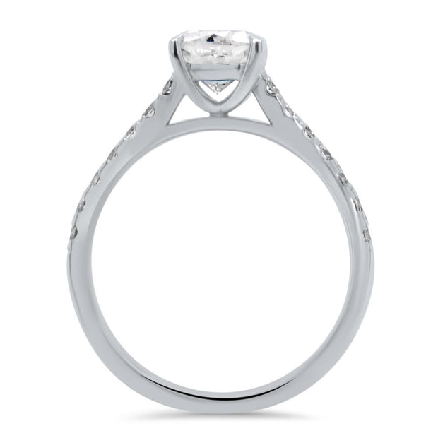 Elena Cushion Cut Diamond Set Band Engagement Ring Platinum | Noah James Jewellery.