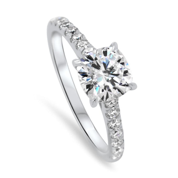 Elena Cushion Cut Diamond Set Band Engagement Ring Platinum | Noah James Jewellery.