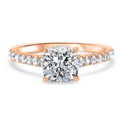 Elena Cushion Cut Diamond Set Band Engagement Ring Platinum | Noah James Jewellery.