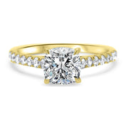 Elena Cushion Cut Diamond Set Band Engagement Ring Platinum | Noah James Jewellery.