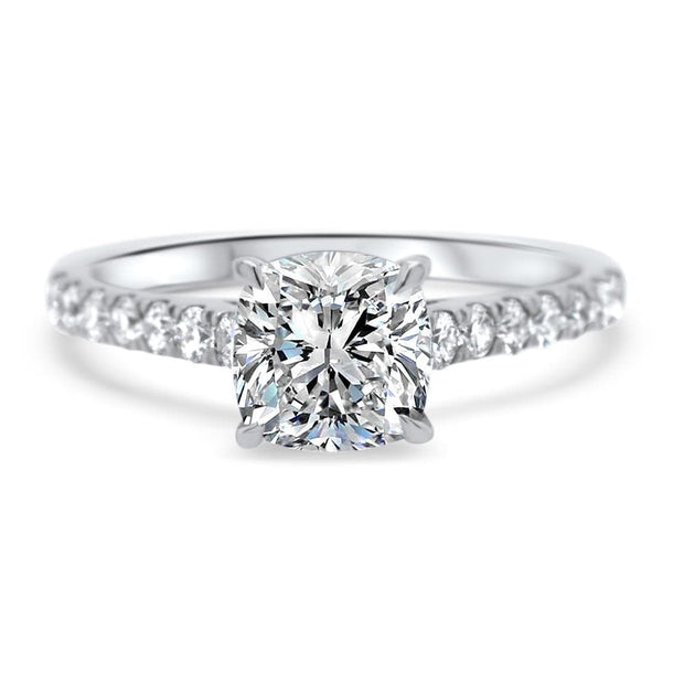 Elena Cushion Cut Diamond Set Band Engagement Ring Platinum | Noah James Jewellery.