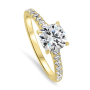 Elena Cushion Cut Diamond Set Band Engagement Ring Yellow Gold | Noah James Jewellery.
