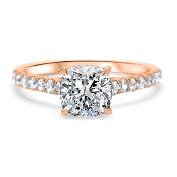 Elena Cushion Cut Diamond Set Band Engagement Ring Yellow Gold | Noah James Jewellery.