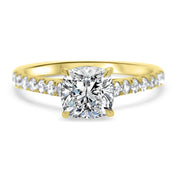 Elena Cushion Cut Diamond Set Band Engagement Ring Yellow Gold | Noah James Jewellery.
