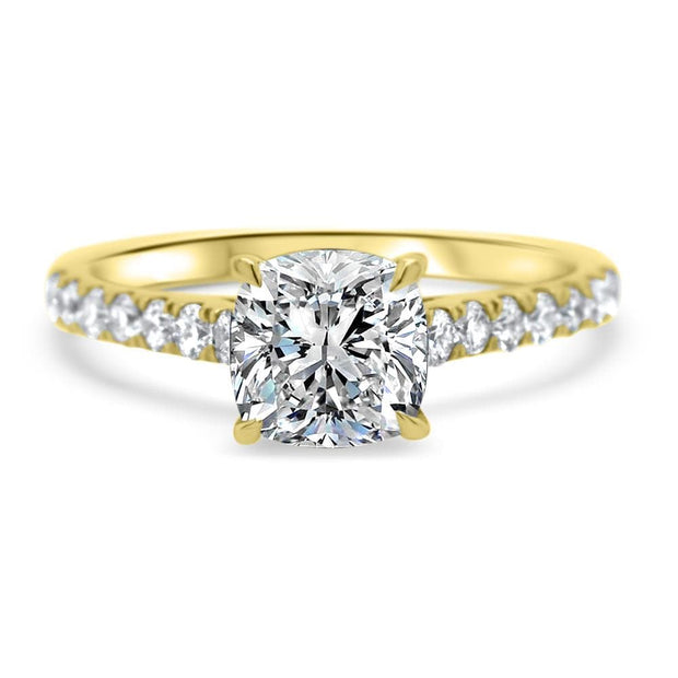 Elena Cushion Cut Diamond Set Band Engagement Ring Yellow Gold | Noah James Jewellery.