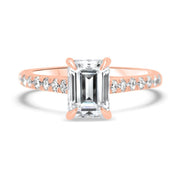 Elena Emerald Cut Diamond Set Band Engagement Ring Platinum | Noah James Jewellery.