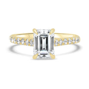 Elena Emerald Cut Diamond Set Band Engagement Ring Platinum | Noah James Jewellery.