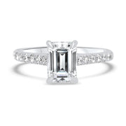 Elena Emerald Cut Diamond Set Band Engagement Ring Platinum | Noah James Jewellery.