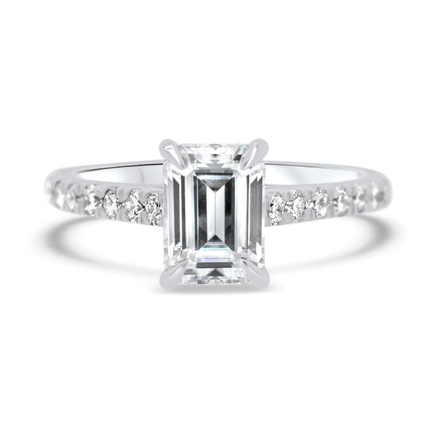 Elena Emerald Cut Diamond Set Band Engagement Ring Platinum | Noah James Jewellery.