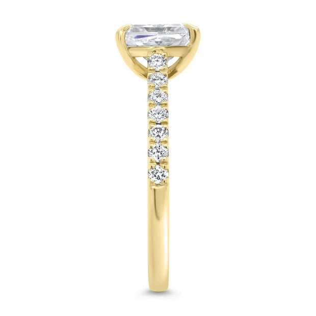 Elena Emerald Cut Diamond Set Band Engagement Ring Yellow Gold | Noah James Jewellery.