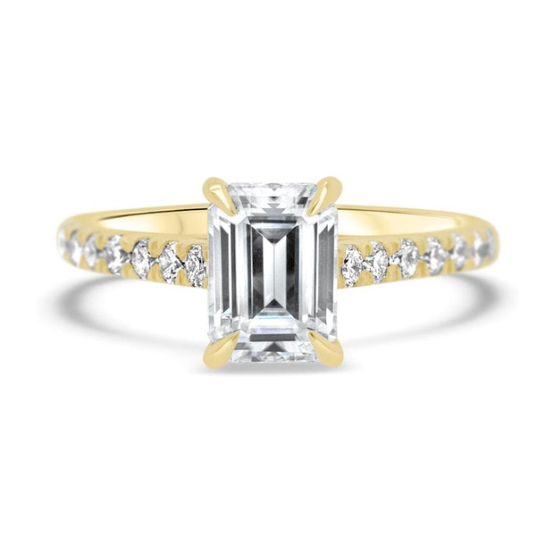 Elena Emerald Cut Diamond Set Band Engagement Ring Yellow Gold | Noah James Jewellery.