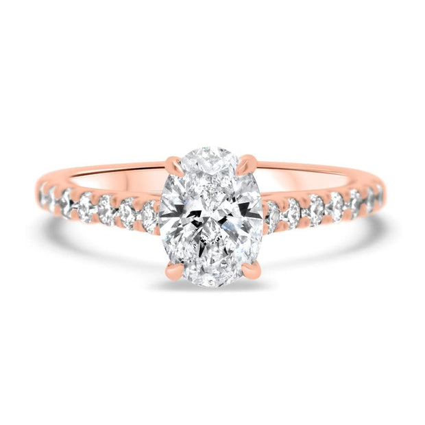 Elena Oval Cut Diamond Set Band Engagement Ring Platinum | Noah James Jewellery.