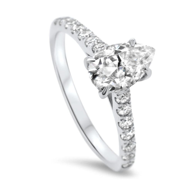 Elena Pear Shape Diamond Set Band Engagement Ring Platinum | Noah James Jewellery.