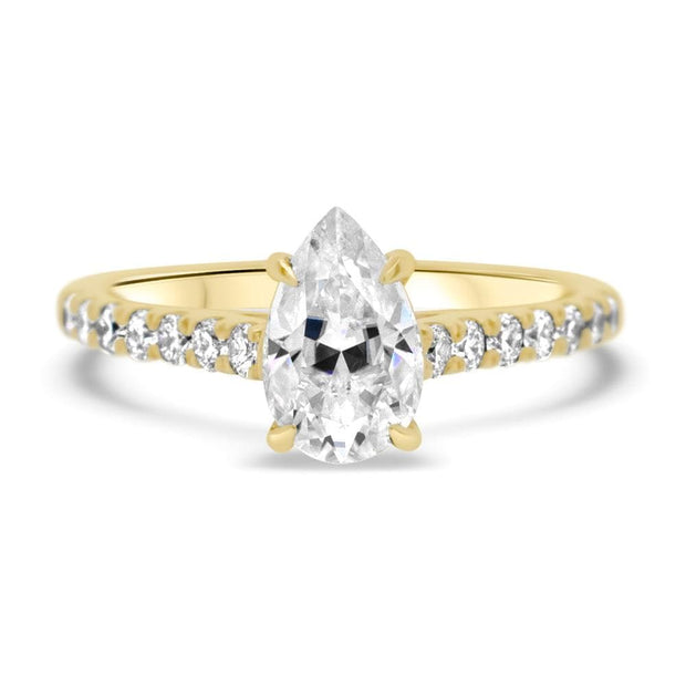 Elena Pear Shape Diamond Set Band Engagement Ring Platinum | Noah James Jewellery.