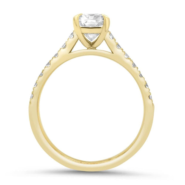 Elena Pear Shape Moissanite and Lab Grown Diamond Shoulder Engagement Ring | Noah James Jewellery.