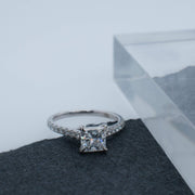 Elena Princess Cut Diamond Set Band Engagement Ring Platinum | Noah James Jewellery.