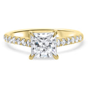 Elena Princess Cut Diamond Set Band Engagement Ring Yellow Gold | Noah James Jewellery.