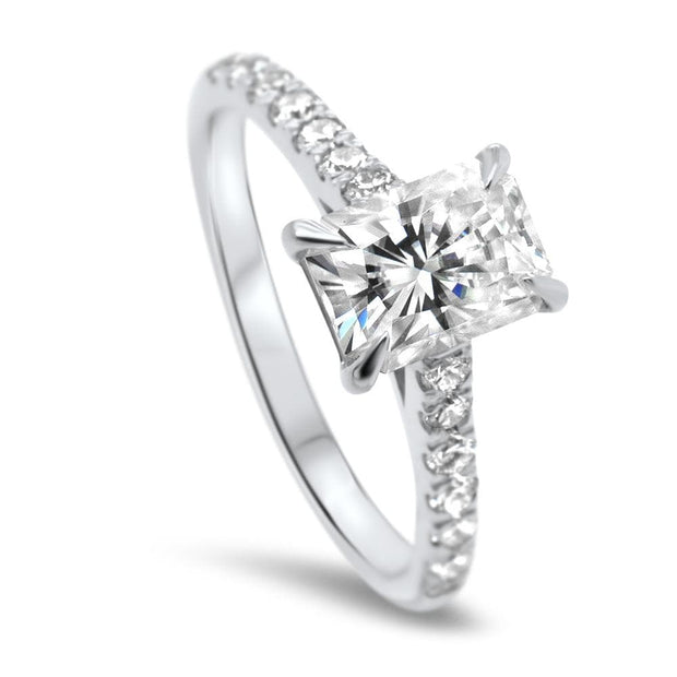 Elena Radiant Cut Diamond Set Band Engagement Ring Platinum | Noah James Jewellery.
