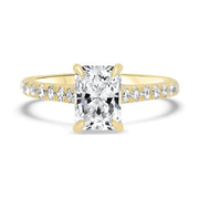Elena Radiant Cut Diamond Set Band Engagement Ring Platinum | Noah James Jewellery.