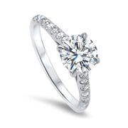 Elena Round Brilliant Cut Diamond Set Band Engagement Ring Platinum | Noah James Jewellery.
