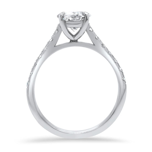 Elena Round Brilliant Cut Diamond Set Band Engagement Ring Platinum | Noah James Jewellery.