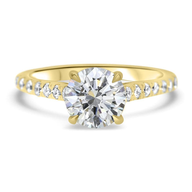 Elena Round Brilliant Cut Diamond Set Band Engagement Ring Yellow Gold | Noah James Jewellery.