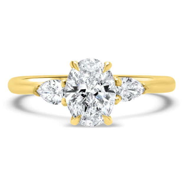 Flora Oval Cut and Pear Shape Engagement Ring Yellow Gold | Noah James Jewellery.