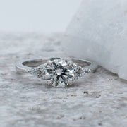 Noah James Jewellers Manchester In Stock Engagement Ring Freya Round lab grown diamond engagement ring with fancy trefoil shoulders 1.00ct Lab Grown Diamond Moissanite