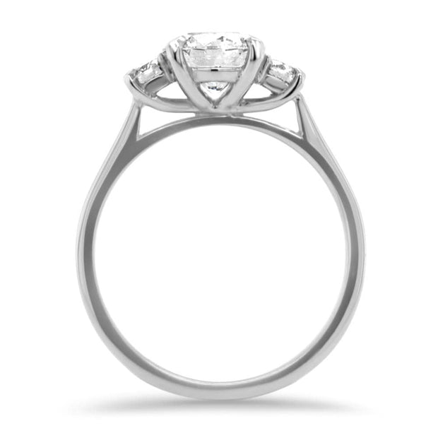 Helena Round Brilliant Cut 3 Stone Engagement Ring Platinum | Noah James Jewellery.