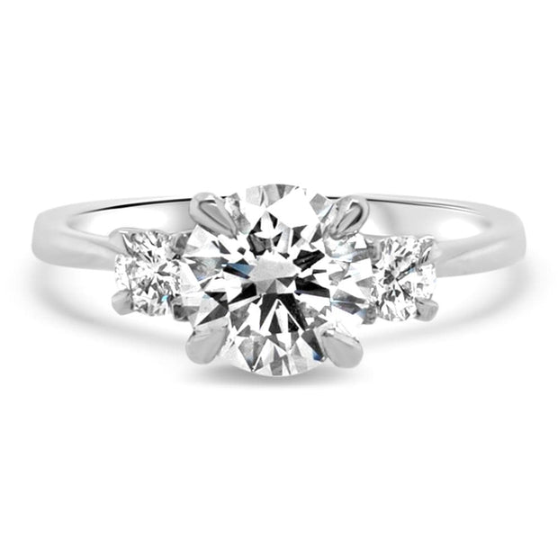 Helena Round Brilliant Cut 3 Stone Engagement Ring Platinum | Noah James Jewellery.