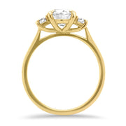 Helena Round Brilliant Cut 3 Stone Engagement Ring Yellow Gold | Noah James Jewellery.