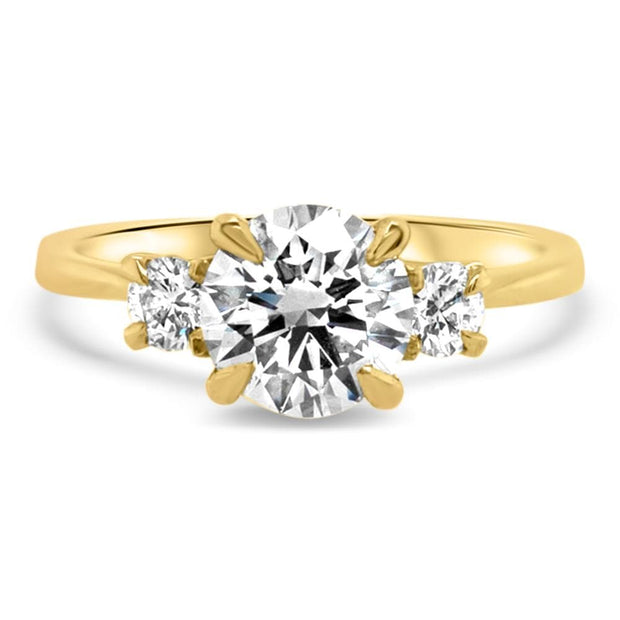 Helena Round Brilliant Cut 3 Stone Engagement Ring Yellow Gold | Noah James Jewellery.
