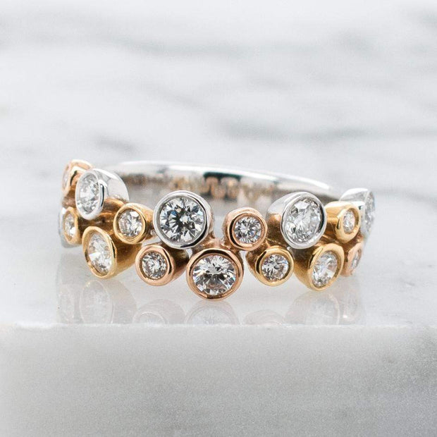 Ilona 3 colour Diamond Scatter Ring | Noah James Jewellery.