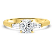 Iris Cushion Cut and Tapered Baguette Engagement Ring Platinum | Noah James Jewellery.