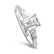 Iris Emerald Cut and Tapered Baguette Engagement Ring Platinum | Noah James Jewellery.