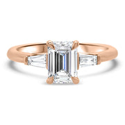 Iris Emerald Cut and Tapered Baguette Engagement Ring Platinum | Noah James Jewellery.