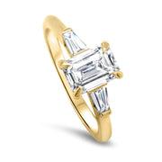 Iris Emerald Cut and Tapered Baguette Engagement Ring Yellow Gold | Noah James Jewellery.