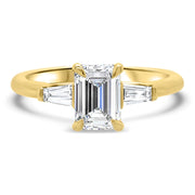 Iris Emerald Cut and Tapered Baguette Engagement Ring Yellow Gold | Noah James Jewellery.