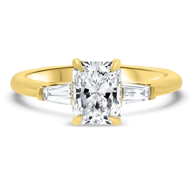 Iris Radiant Cut and Tapered Baguette Engagement Ring Platinum | Noah James Jewellery.