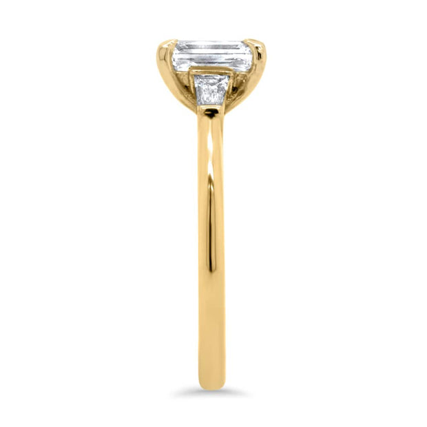 Iris Radiant Cut and Tapered Baguette Engagement Ring Yellow Gold | Noah James Jewellery.