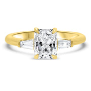 Iris Radiant Cut and Tapered Baguette Engagement Ring Yellow Gold | Noah James Jewellery.