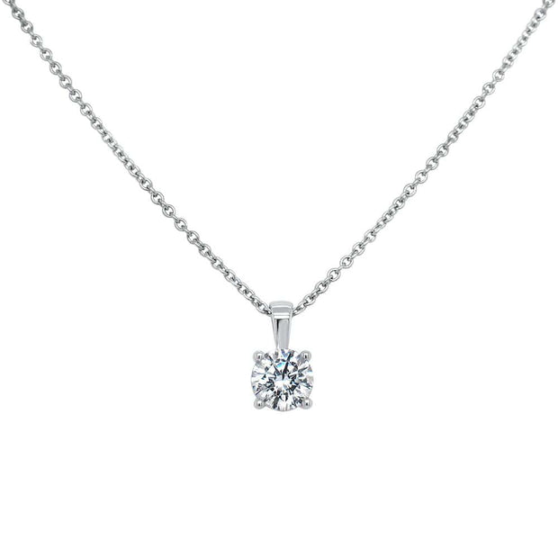 Lucille Round Brilliant Cut Claw Set Pendant White Gold | Noah James Jewellery.