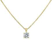 Lucille Round Brilliant Cut Claw Set Pendant Yellow Gold | Noah James Jewellery.
