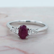Luna Oval Cut Ruby and Pear Shape Diamond Ring | Noah James Jewellery.
