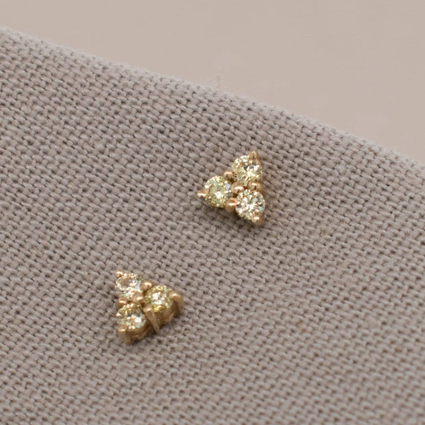 Maia Yellow Diamond Tri-Stud Earrings | Noah James Jewellery.