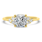 Margot Cushion and Round Brilliant Cut Trefoil Shoulder Engagement Ring Platinum | Noah James Jewellery.