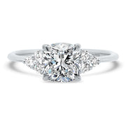 Margot Cushion and Round Brilliant Cut Trefoil Shoulder Engagement Ring Platinum | Noah James Jewellery.