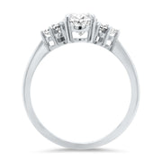 Margot Round Brilliant Cut Trefoil Shoulder Engagement Ring Platinum | Noah James Jewellery.