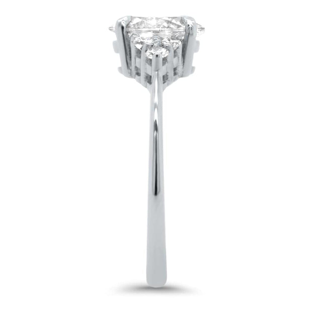 Margot Round Brilliant Cut Trefoil Shoulder Engagement Ring Platinum | Noah James Jewellery.